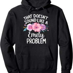 Flower Girls EMELY Name, Trendy Cotton Hooded Sweatshirt, Street Style Sweatshirt, Crew Neck Sweatshirt, Ultra Soft, Breathable, Four Seasons Casual Hooded Sweatshirt, Perfect for Daily Wear, Casual Outings