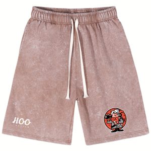 Sticker Shorts Men's Summer Thin Loose Casual Cotton Solid Color Pants, Men's Retro Street Clothes Basic Shorts.