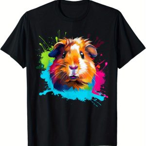 Abyssinian Satin Guinea Pig Lover Colorful Splash Art T-Shirt